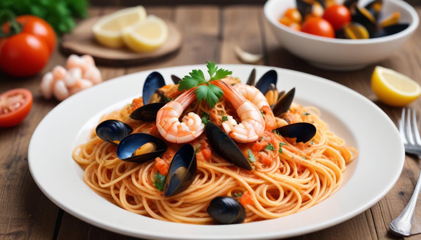 Deniz Mahsullü Spagetti Domates Espuması ile